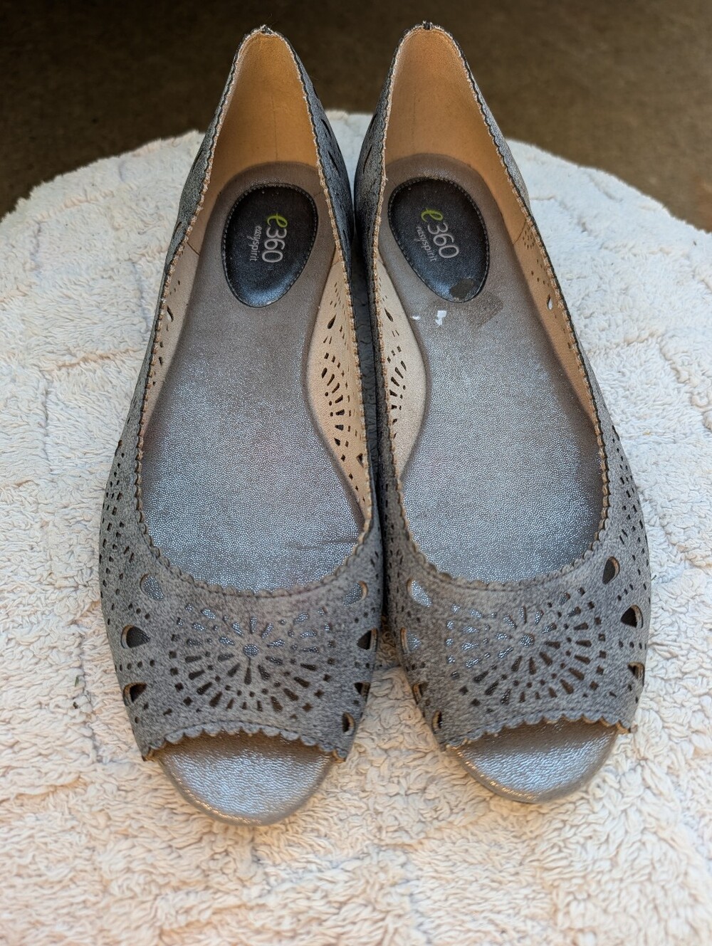 Easy Spirit 360 Peep Toe Flats Gray Size 11